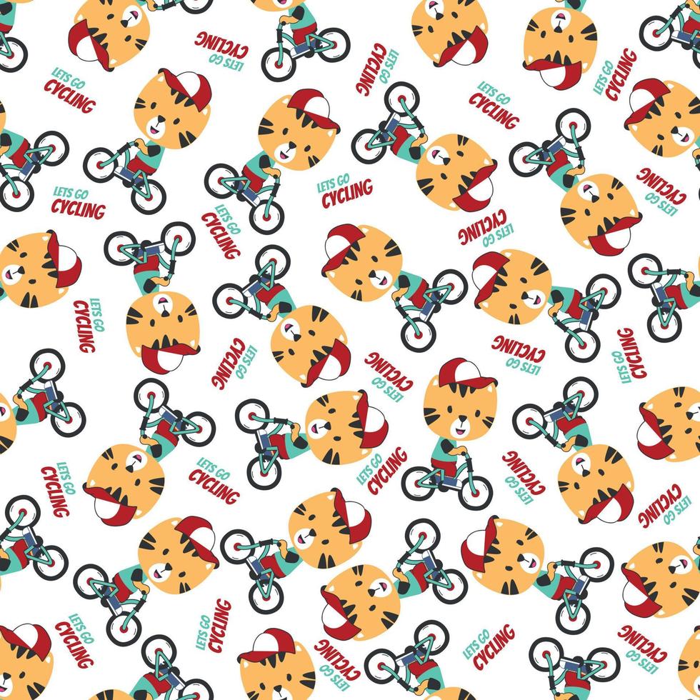 söt djur- ridning en cykel. trendig barn grafisk. vektor illustration