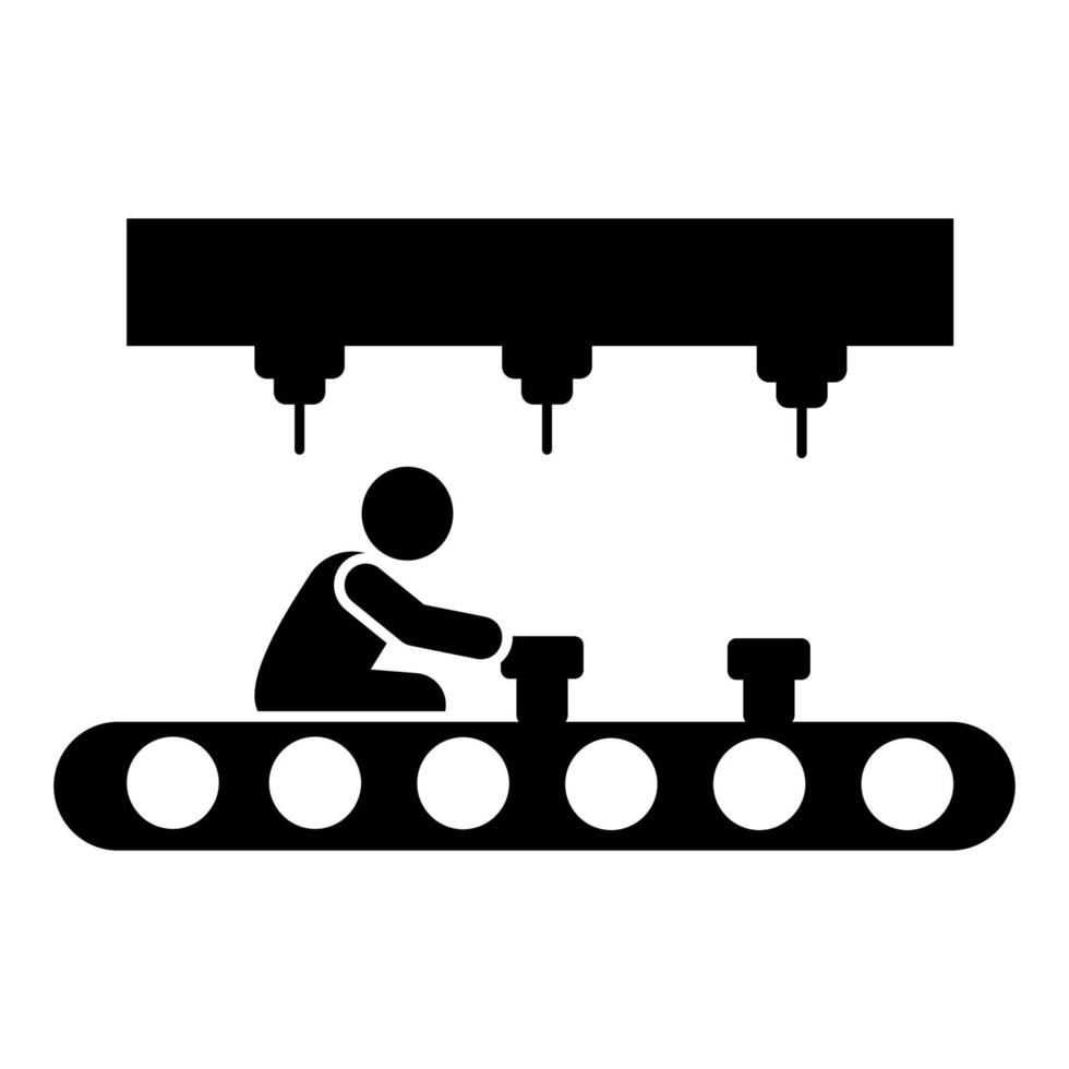 hopsättning, automatisering, robot, tillverkning vektor ikon