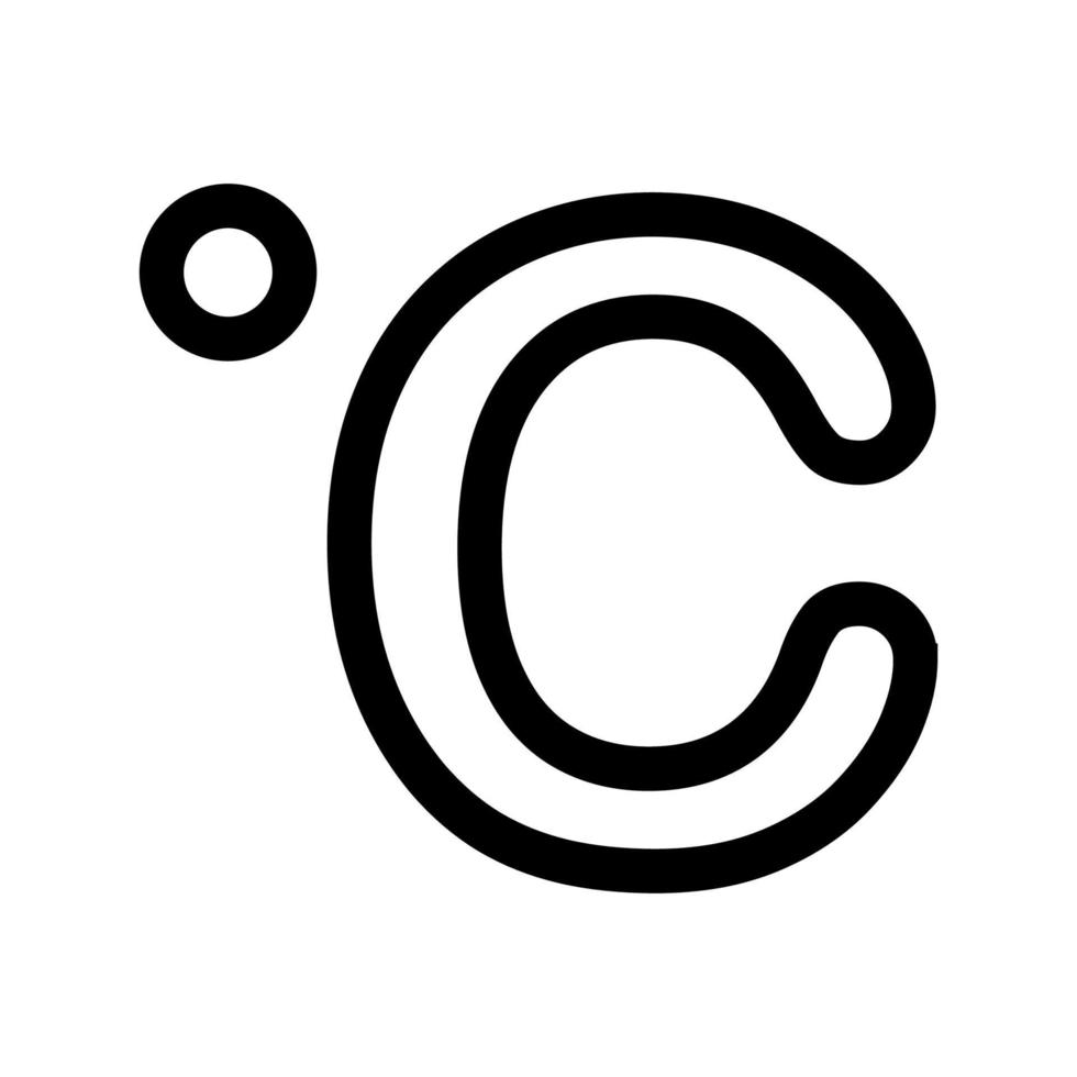 Celsius Grad Umriss Symbol. Schwarzweiss-Gegenstand vom Satz dedizierter Weber, linearer Vektor. vektor