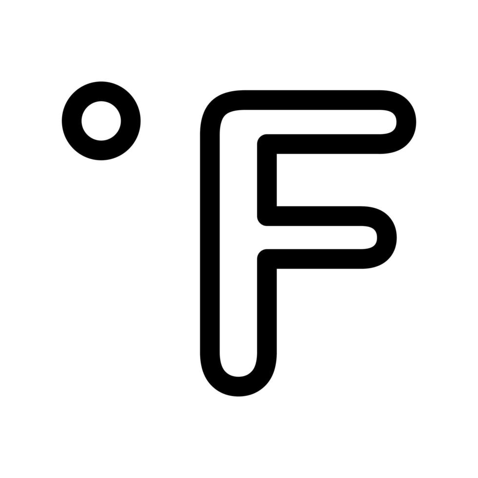 Fahrenheit Grad Gliederungssymbol. Schwarzweiss-Gegenstand vom Satz dedizierter Weber, linearer Vektor. vektor