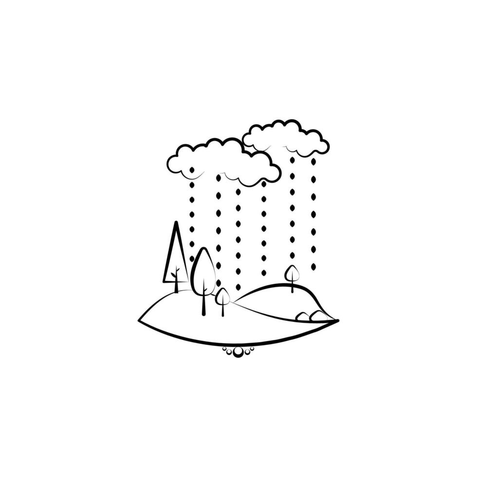 moln träd regn vektor ikon