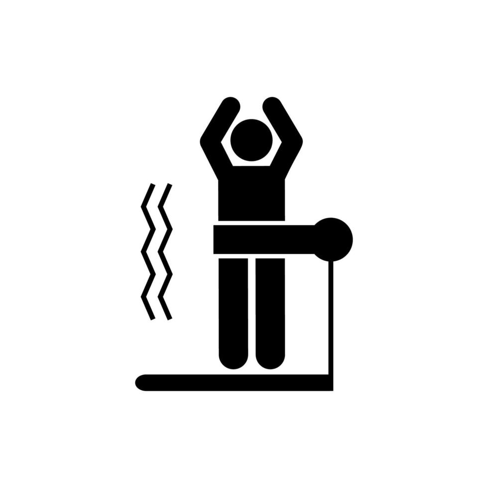 Mann Sport Fitnessstudio Übung Magerkeit mit Pfeil Piktogramm Vektor Symbol