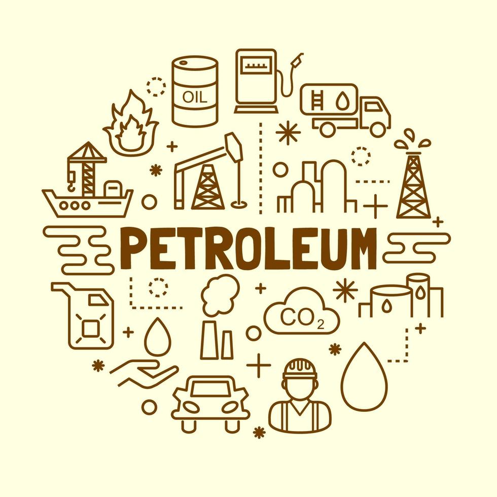 Petroleum minimale dünne Linie Symbole gesetzt vektor