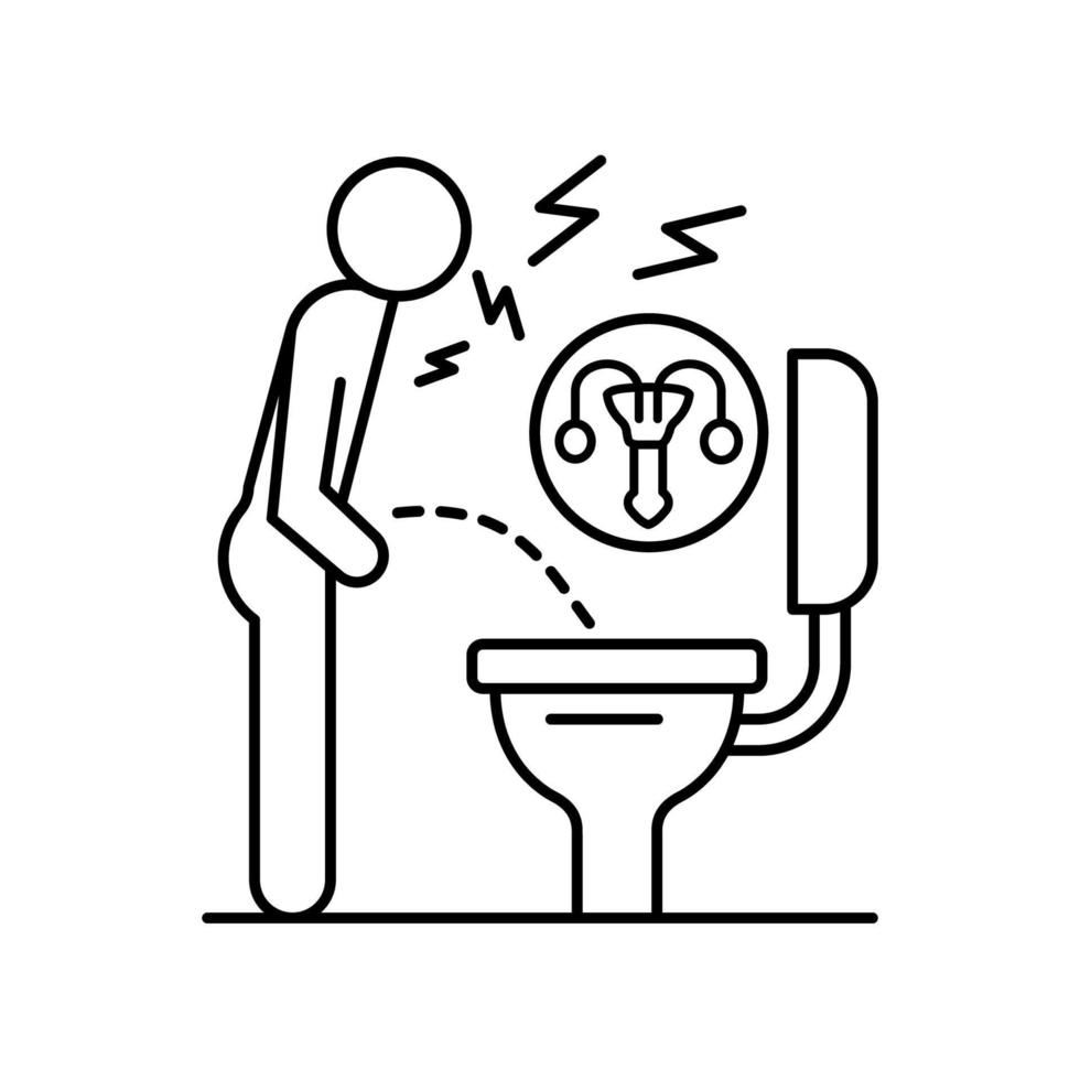 Schwierigkeit urinieren Toilette Vektor Symbol