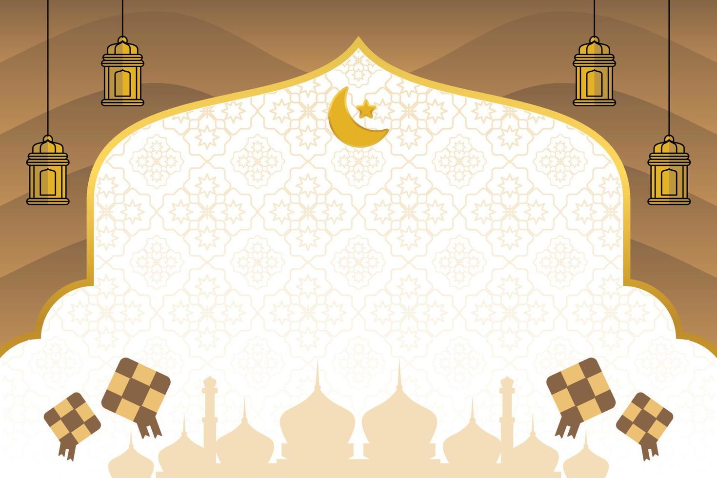 redigerbar eid försäljning baner mall. med diamant ornament, måne, stjärnor, lyktor och de silhuett av en moskén. design för social media, affisch, hälsning kort, webb. islamic vektor illustration