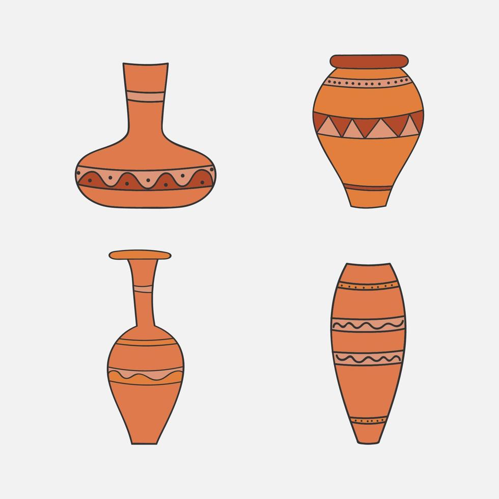 en uppsättning av vaser med annorlunda mönster på dem vektor