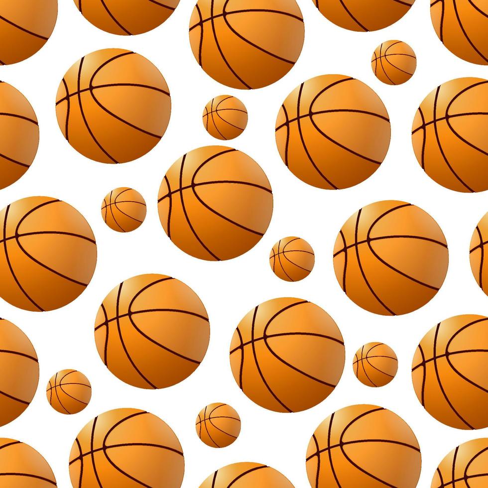 ein nahtlos Muster von Basketball Bälle mit das Wörter Basketball auf das Weiß Hintergrund vektor