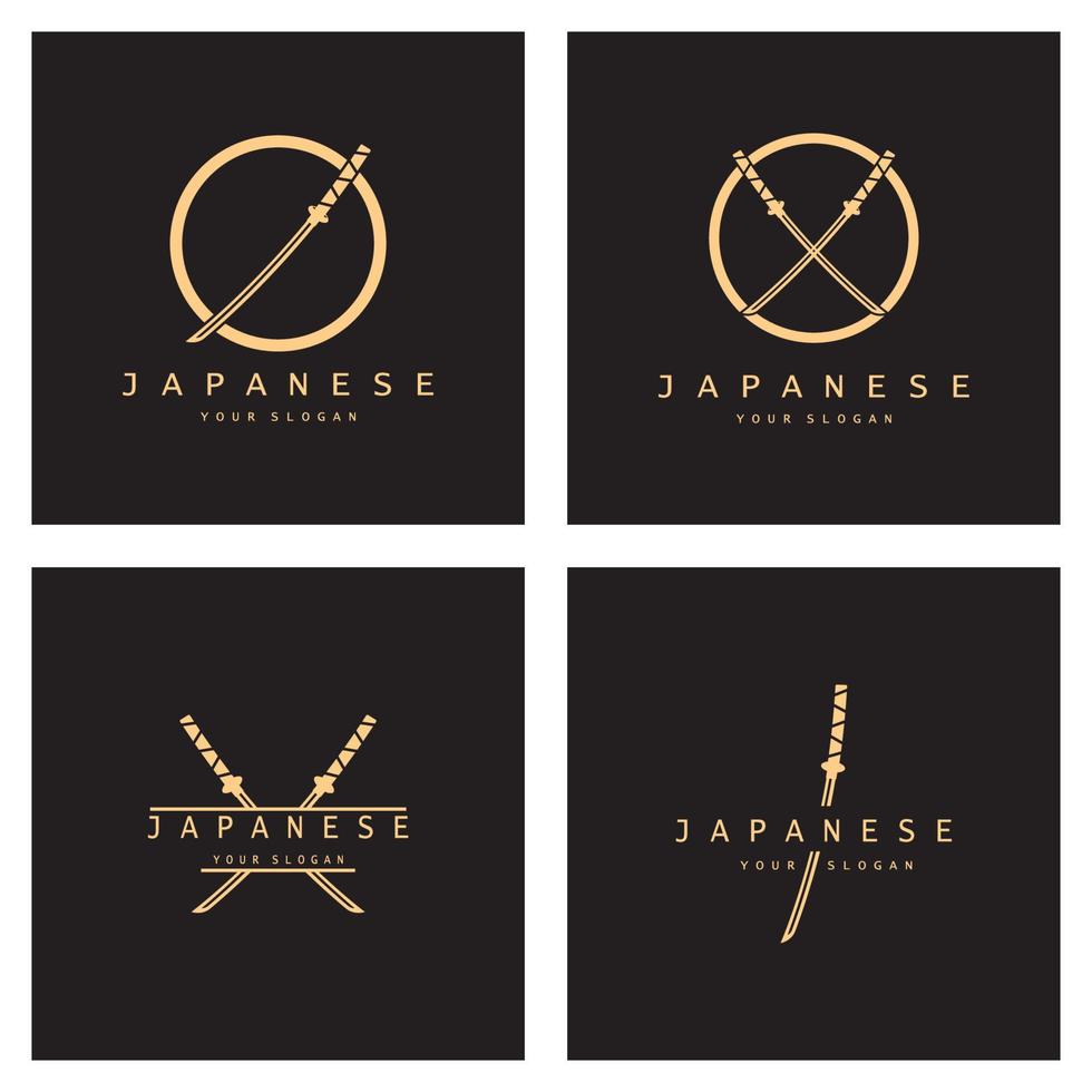 enkel katana samuraj svärd logotyp design mall vektor, vektor