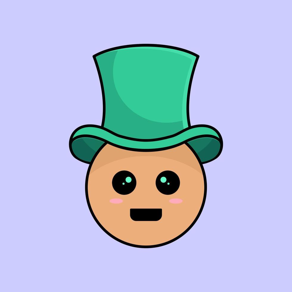 Kobold Gesicht mit Grün oben Hut. Vektor Illustration.