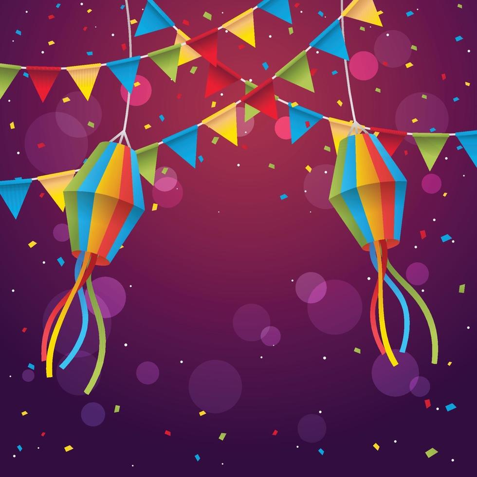 festa junina festival bakgrund med konfetti vektor