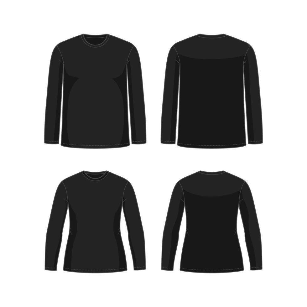2d schwarz lange T-Shirt mit Gliederung vektor