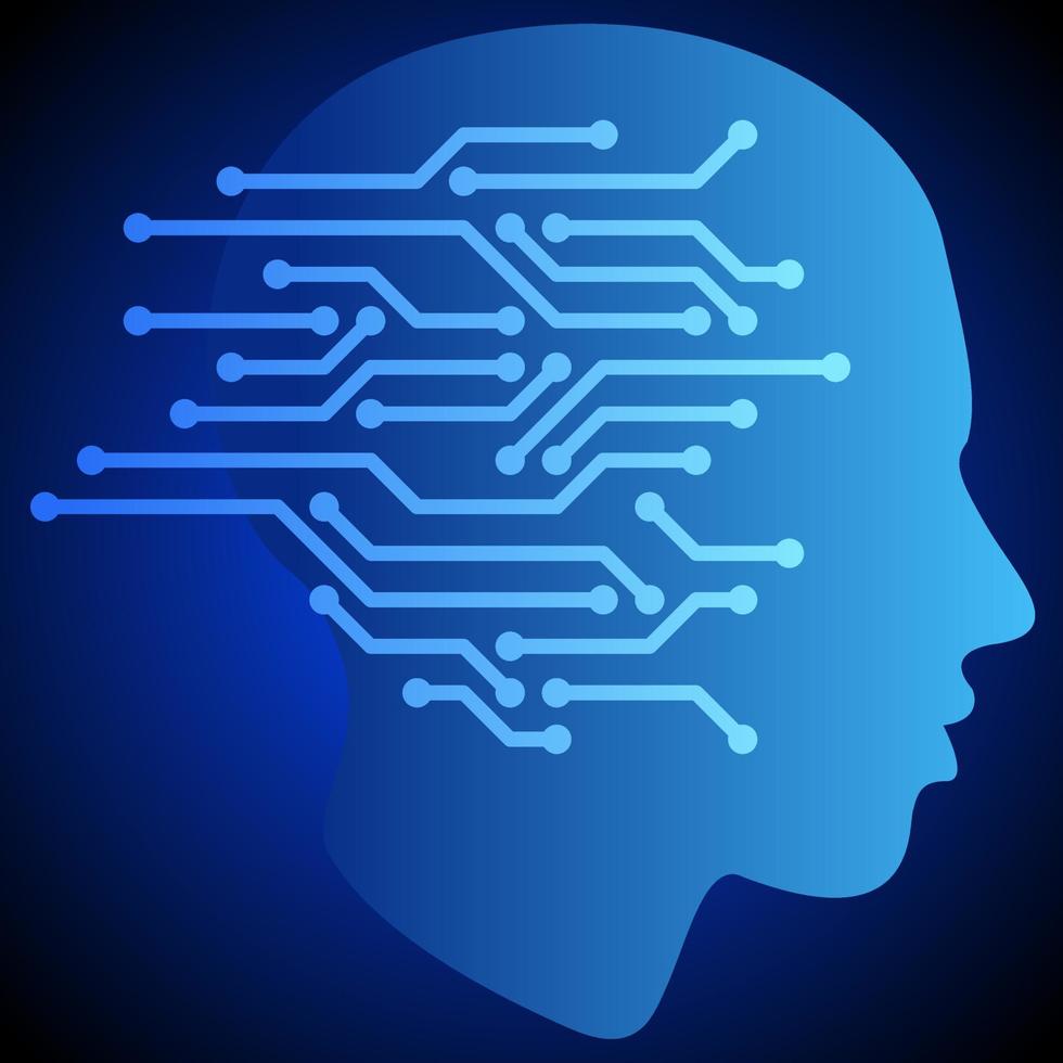 Gehirn künstlich Intelligenz Vektor Illustration. Mensch Kopf von künstlich Intelligenz. Gehirn von Schaltkreis zum Grafik Ressource von Technologie, futuristisch, Computer, Cyber und Wissenschaft