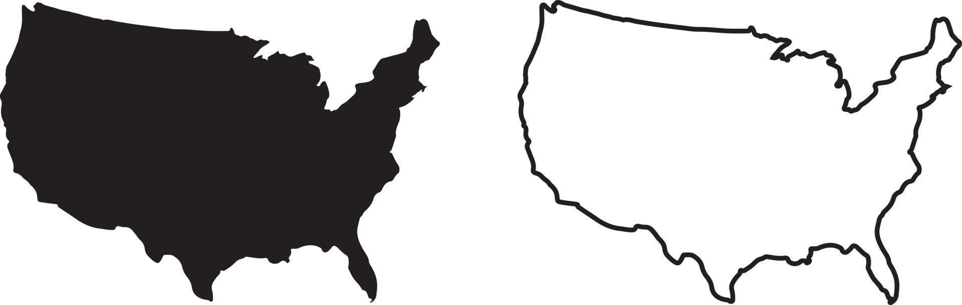 USA Karta ikon uppsättning vektor , två stilar . förenad stater Karta isolerat på vit bakgrund