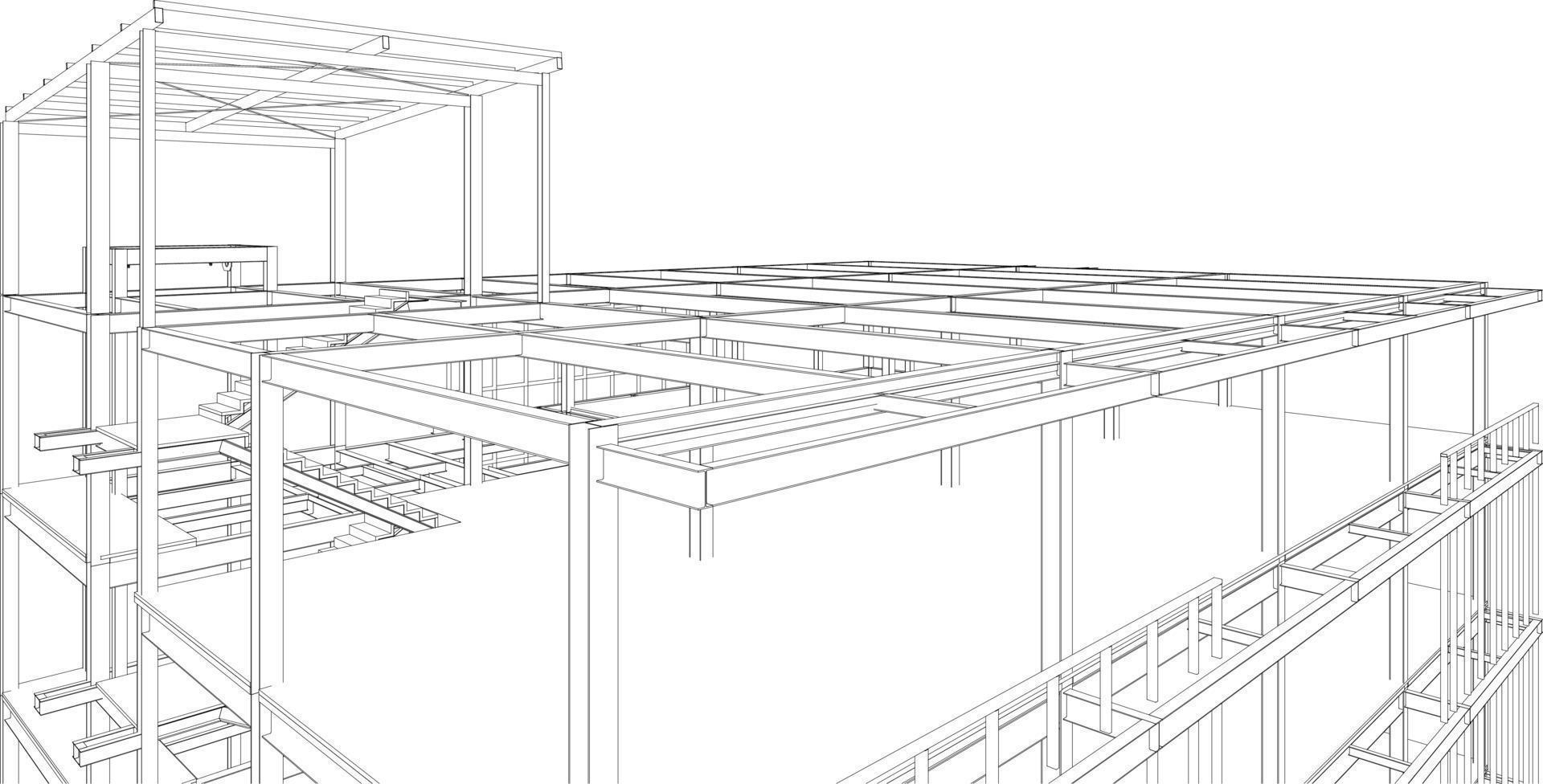 3d illustration av byggnad projekt vektor