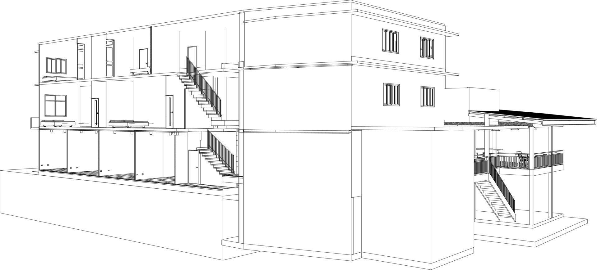 3d illustration av byggnad projekt vektor