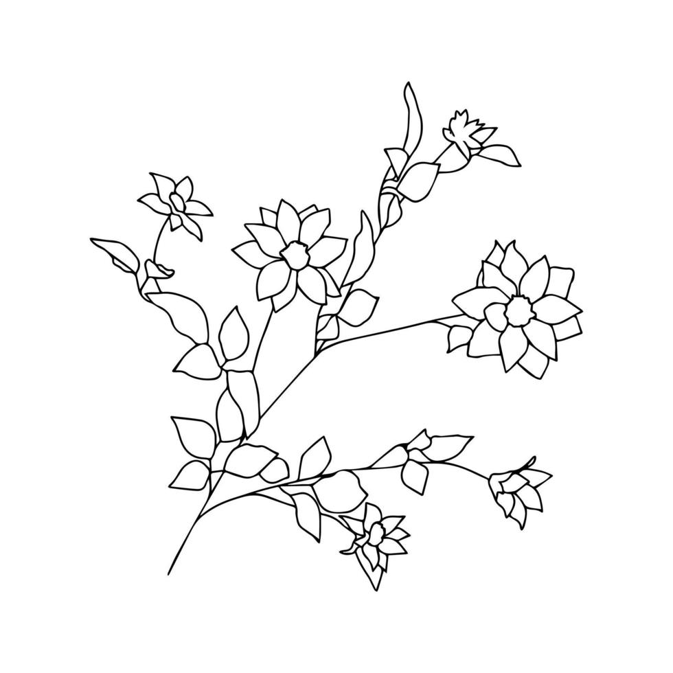 Blume Linie Kunst. minimalistisch Kontur Zeichnung. Linie Kunst vektor