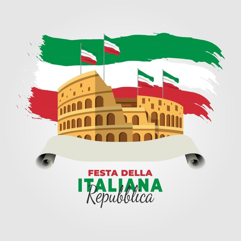 Tag der Republik Italien Poster mit Kolosseum vektor