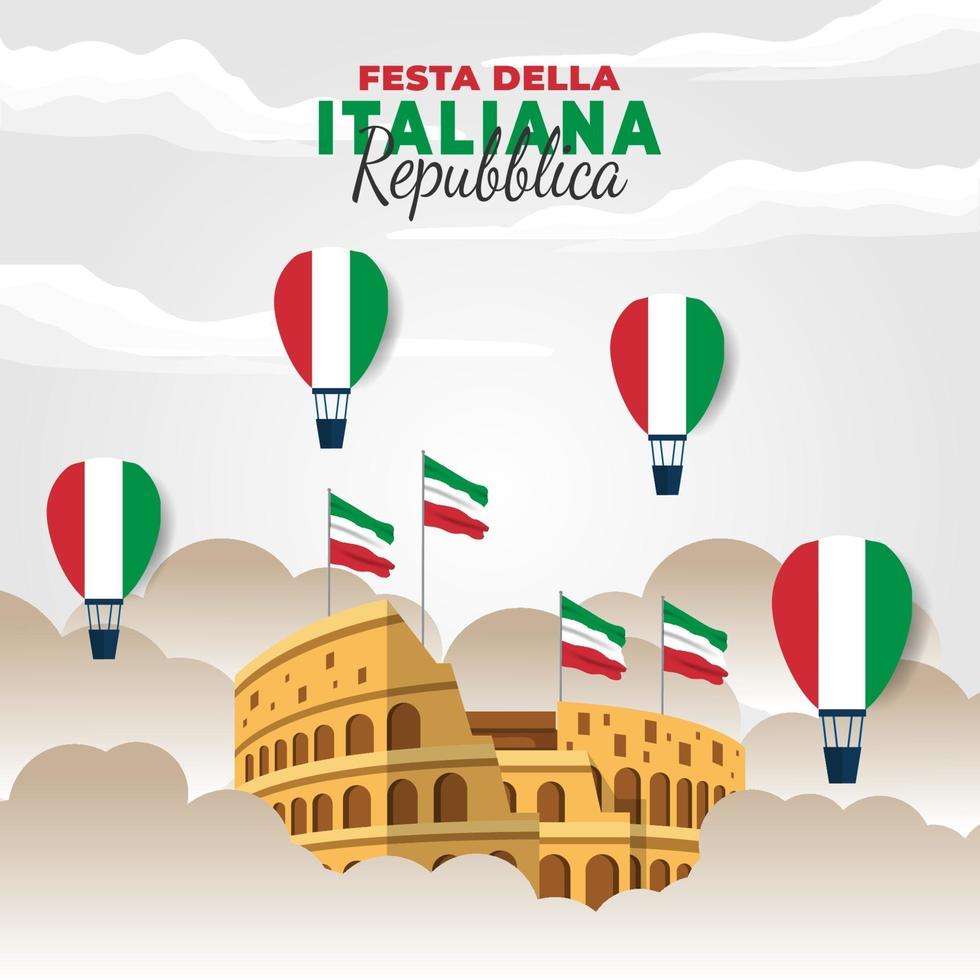 Tag der Republik Italien Poster mit Kolosseum vektor