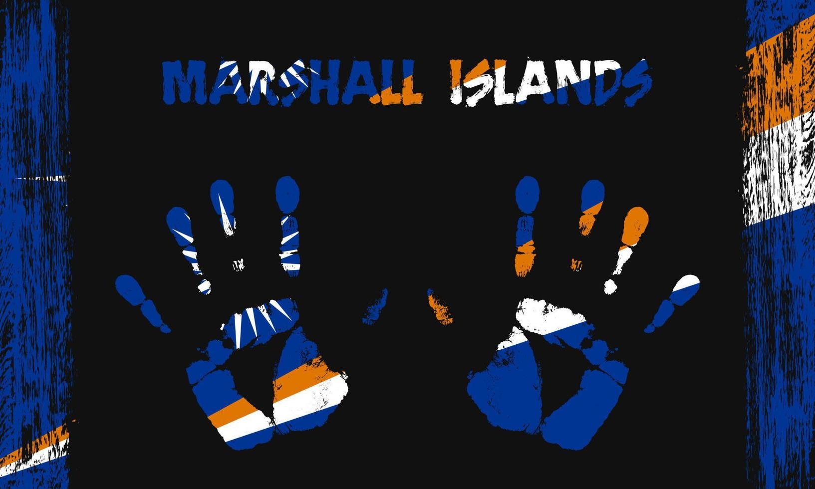 vektor flagga av marshall öar med en handflatan
