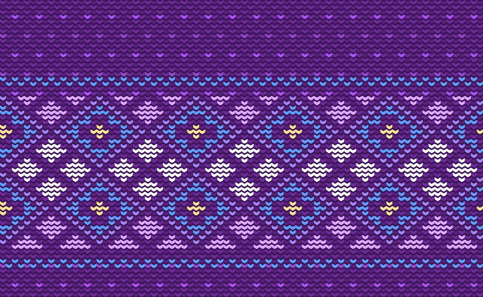 lila Sweatshirt Stricken Muster, Vektor ethnisch Stickerei Stammes- Hintergrund, gestrickt klassisch Ornament Stil
