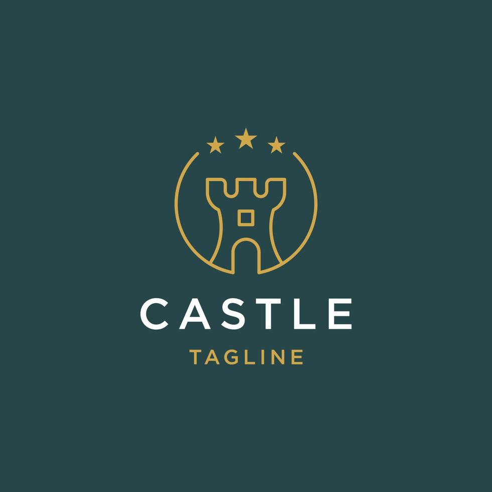 Schloss Linie Logo Symbol Design Vorlage flachen Vektor