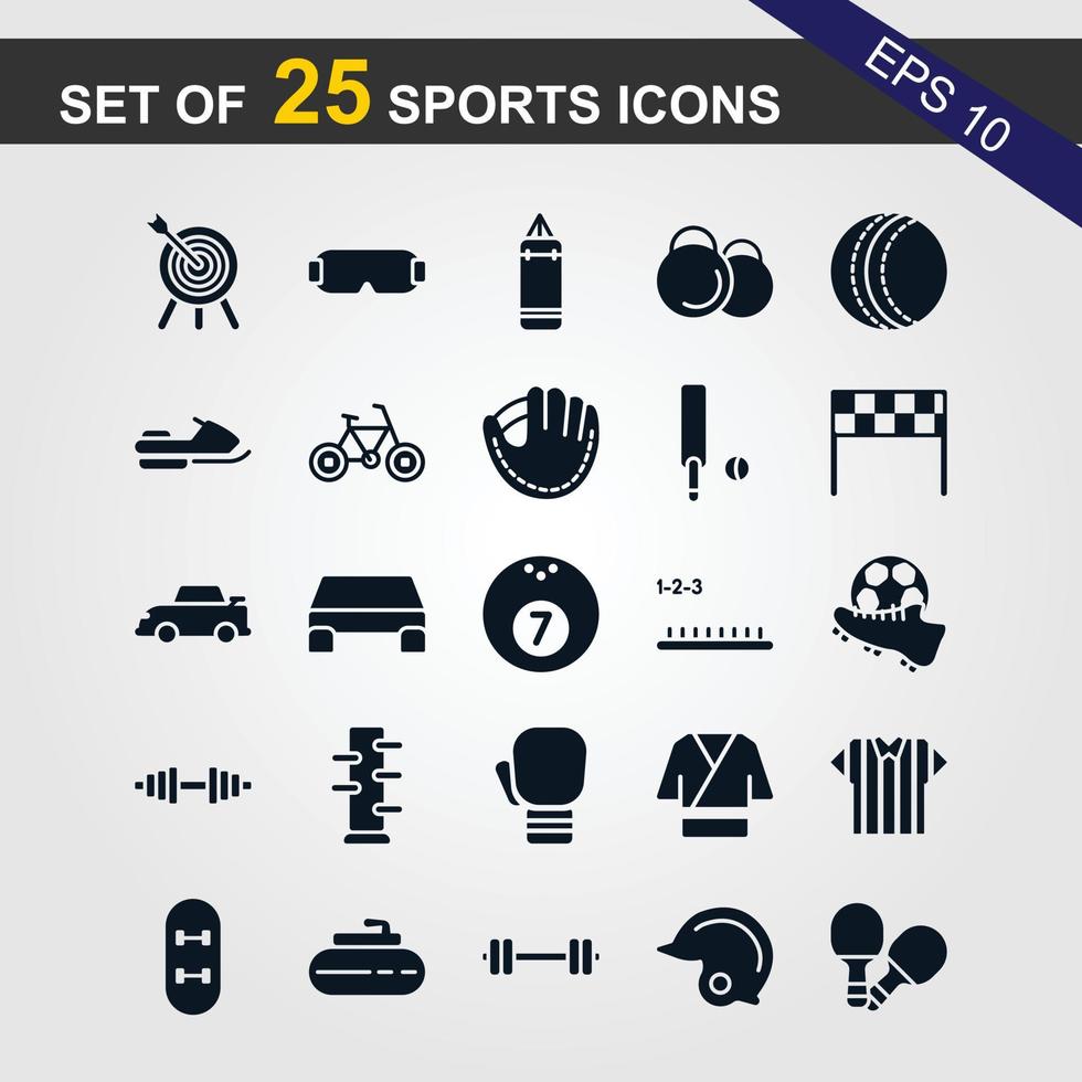 25 sport och kondition ikoner uppsättning vektor design