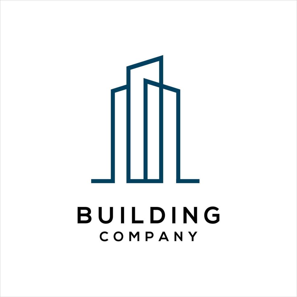 Gebäude Design Logos mit Linien. Konstruktion, Wohnung und Architekt. vektor