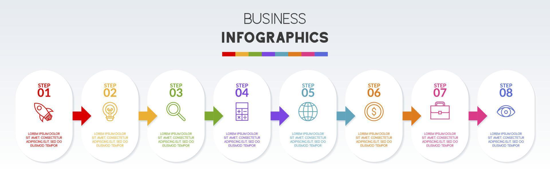 infographics design mall och ikoner med 8 alternativ eller 8 steg vektor