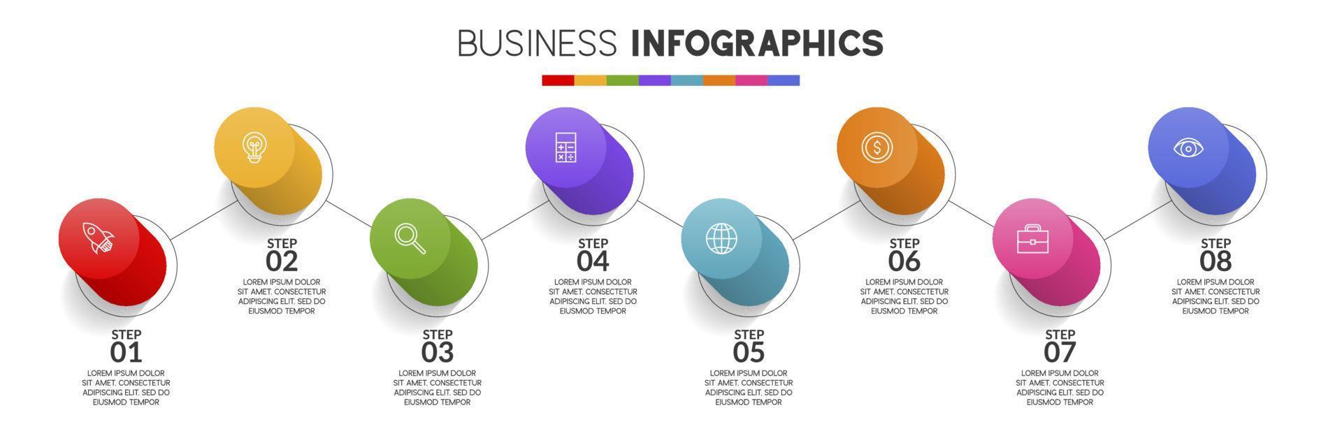 infographics design mall och ikoner med 8 alternativ eller 8 steg vektor