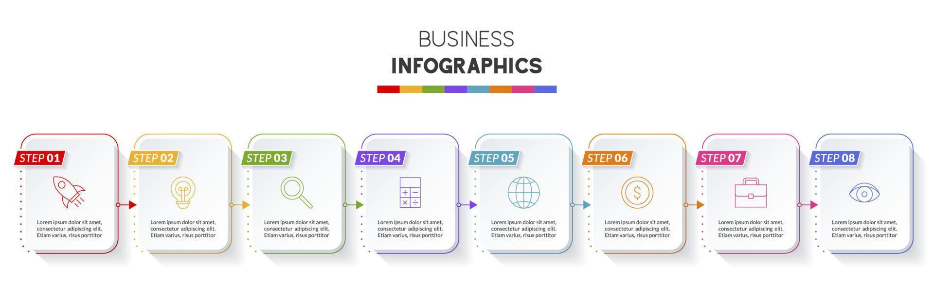 infographics design mall och ikoner med 8 alternativ eller 8 steg vektor