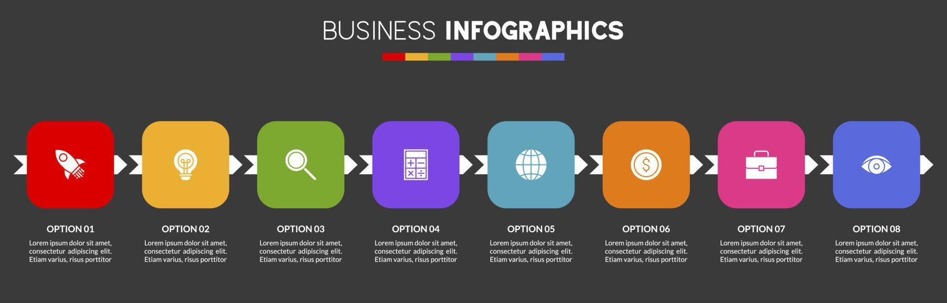 infographics design mall och ikoner med 8 alternativ eller 8 steg vektor