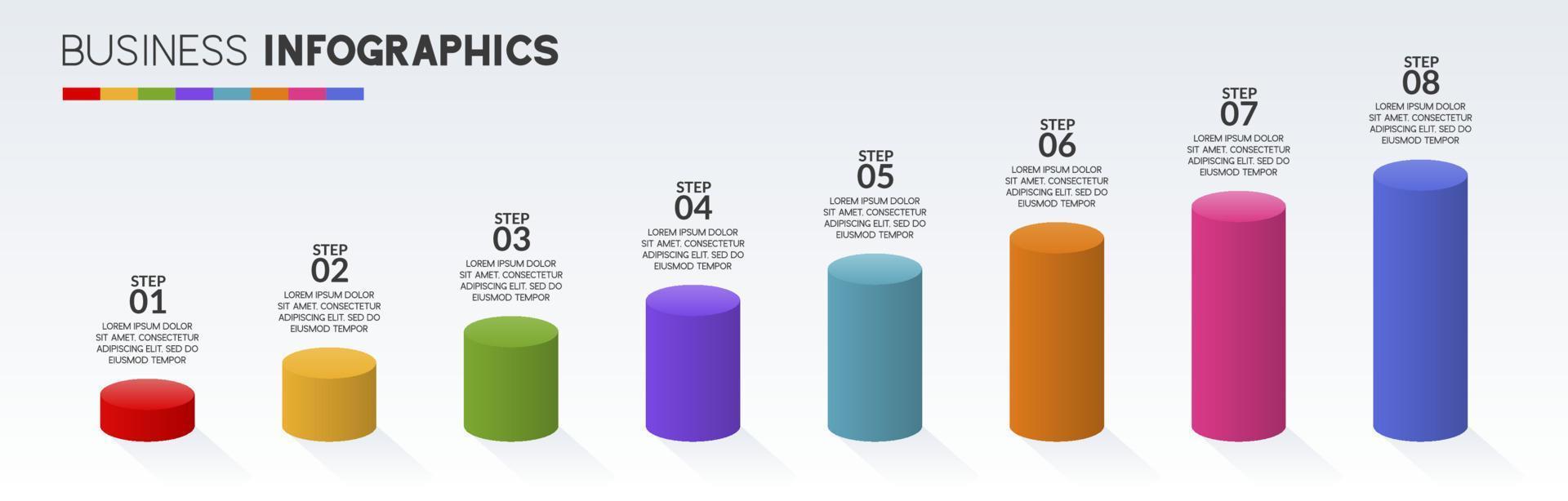 Infografiken Design Vorlage und Symbole mit 8 Optionen oder 8 Schritte vektor