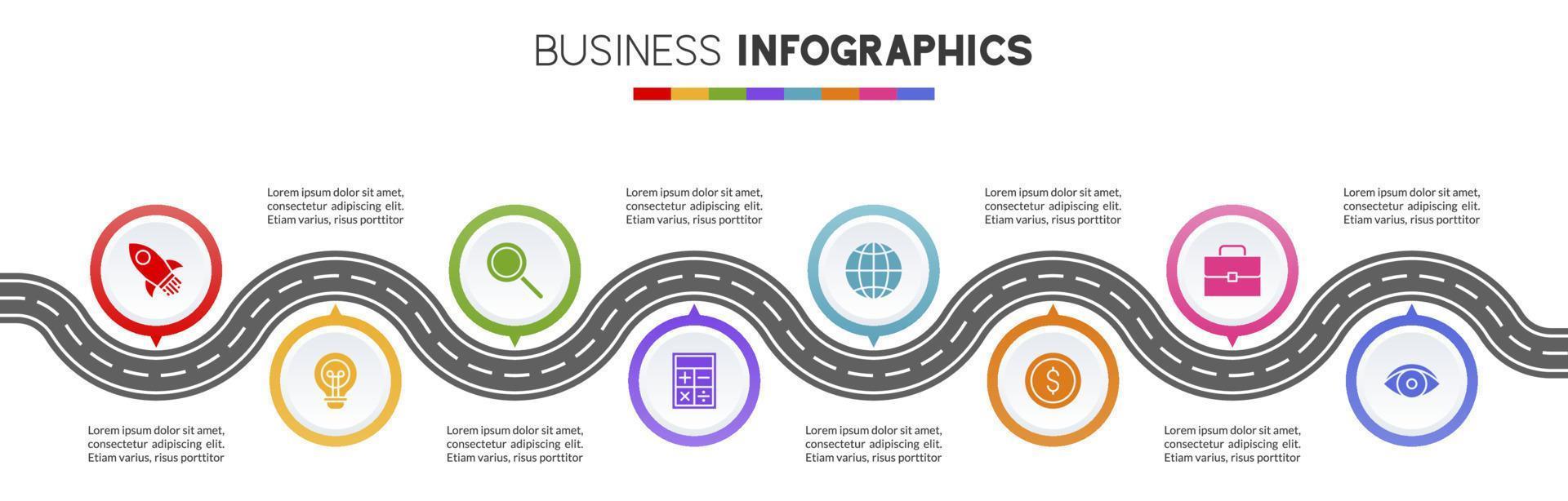 infographics design mall och ikoner med 8 alternativ eller 8 steg vektor