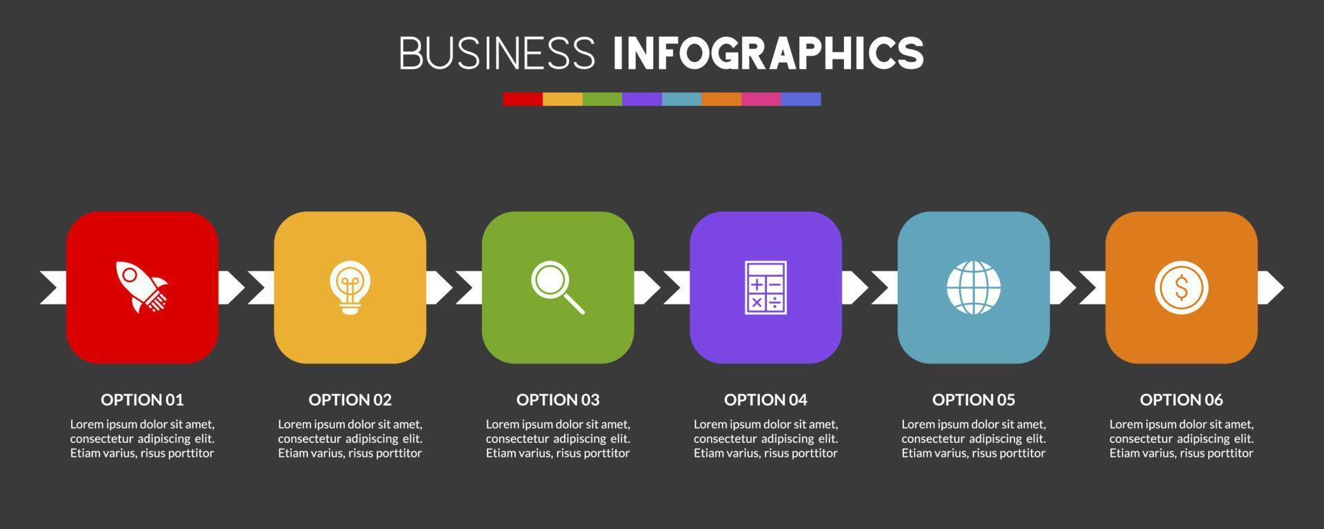 Infografiken Design Vorlage und Symbole mit 6 Optionen oder 6 Schritte vektor