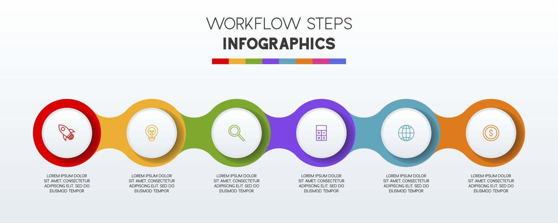 infographics design mall och ikoner med 6 alternativ eller 6 steg vektor