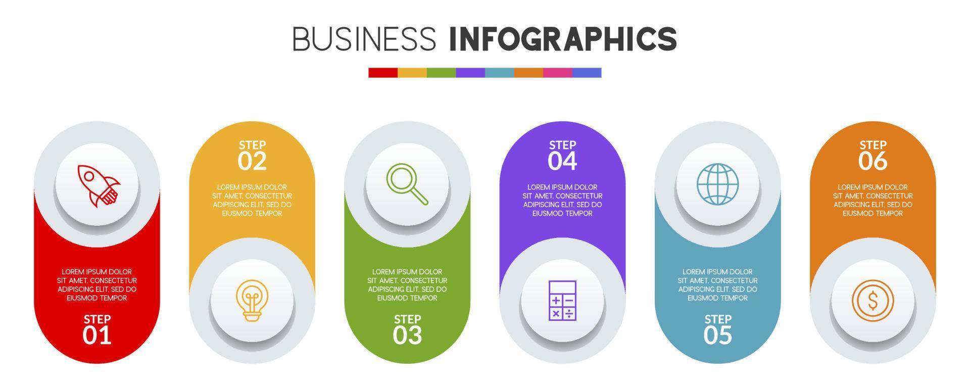 Infografiken Design Vorlage und Symbole mit 6 Optionen oder 6 Schritte vektor