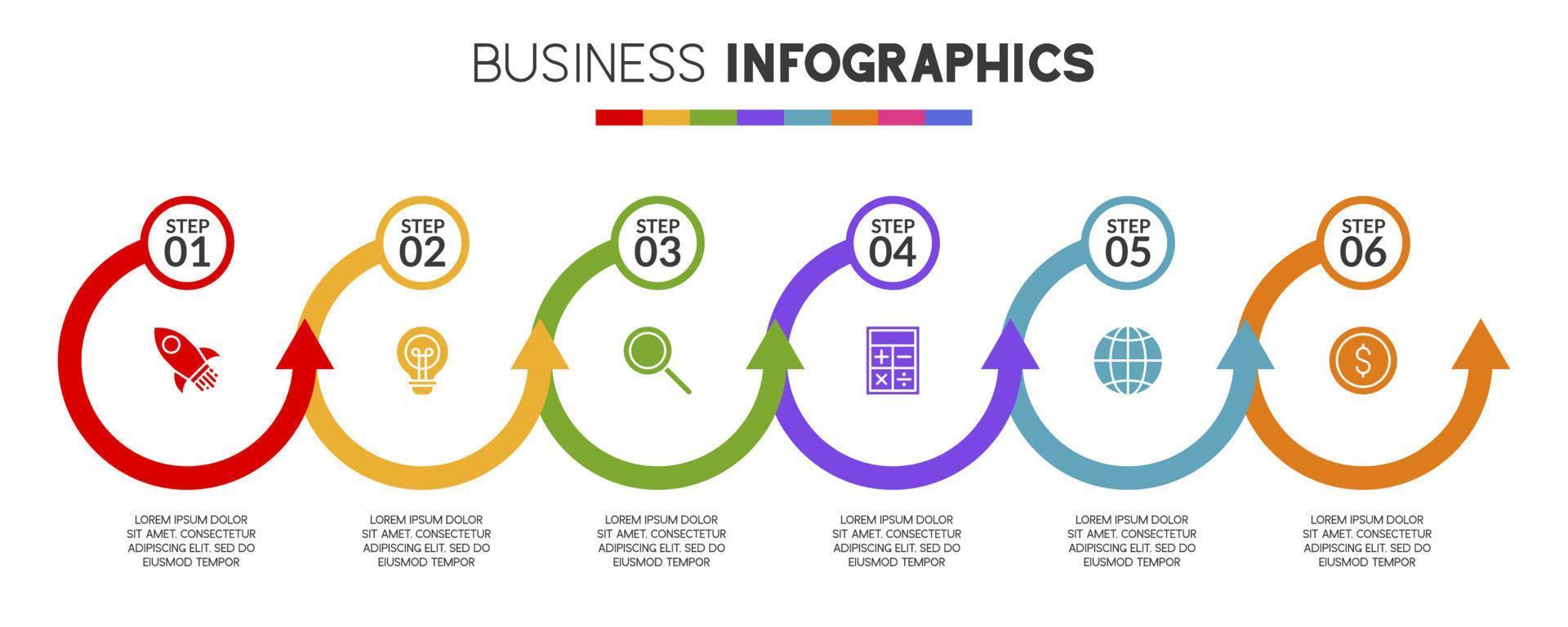 infographics design mall och ikoner med 6 alternativ eller 6 steg vektor