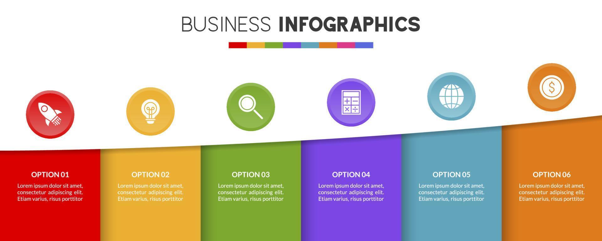 infographics design mall och ikoner med 6 alternativ eller 6 steg vektor