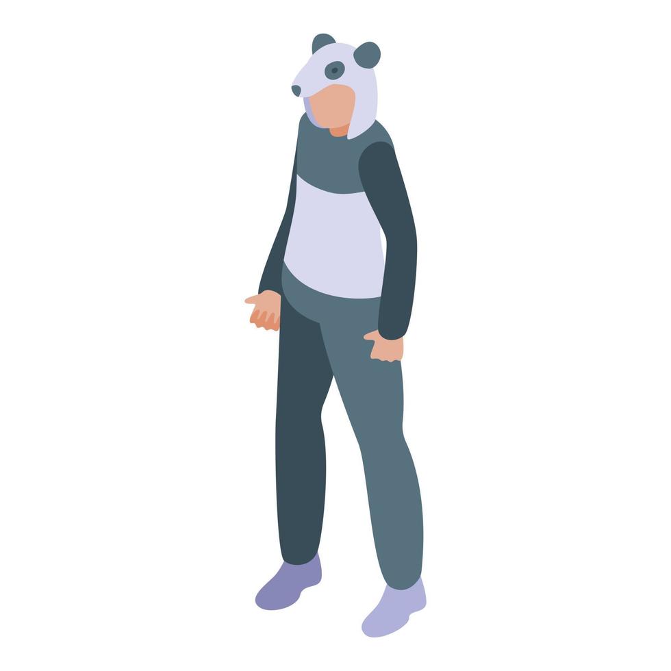 Panda Halloween Tier Kostüm Symbol isometrisch Vektor. süß Kind vektor