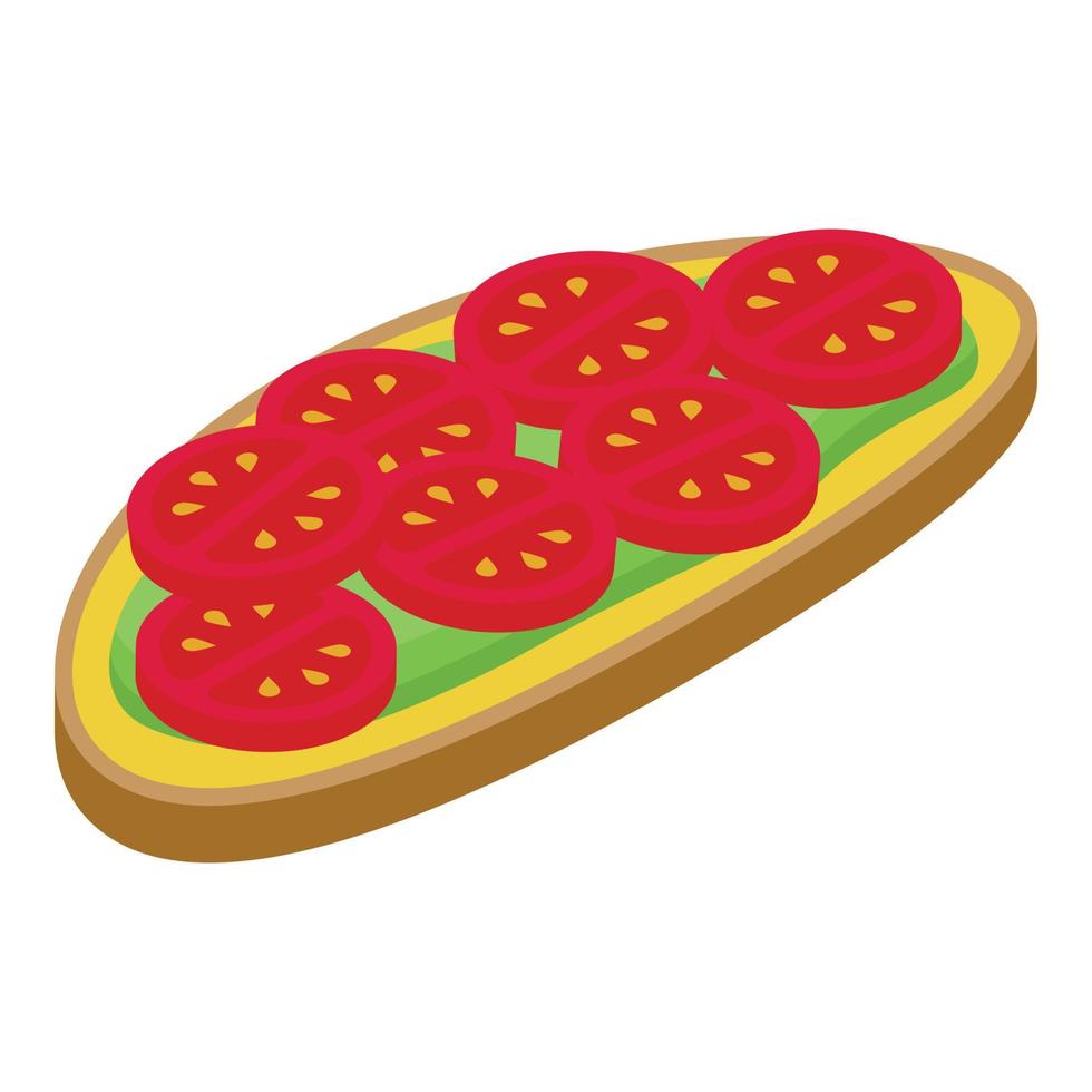 Tomate Avocado Brot Symbol isometrisch Vektor. Essen Toast vektor