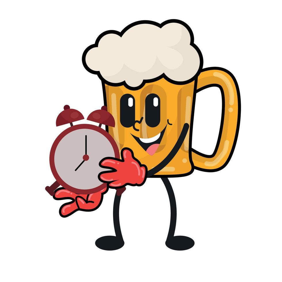 hoppy timme en roligt och festlig logotyp för en öl och kaffe hus vektor