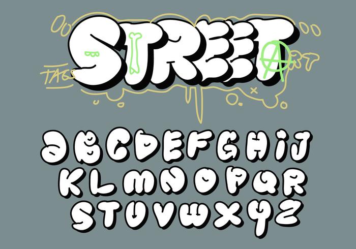 Big Fat Bubble Letter Tag Graffiti Alfabet Vector