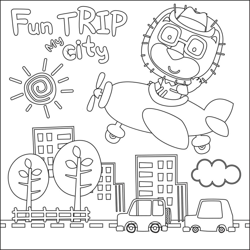 Vektor Illustration von süß Karikatur Tier Pilot. kindisch Design zum Kinder Aktivität Färbung Buch oder Buchseite.