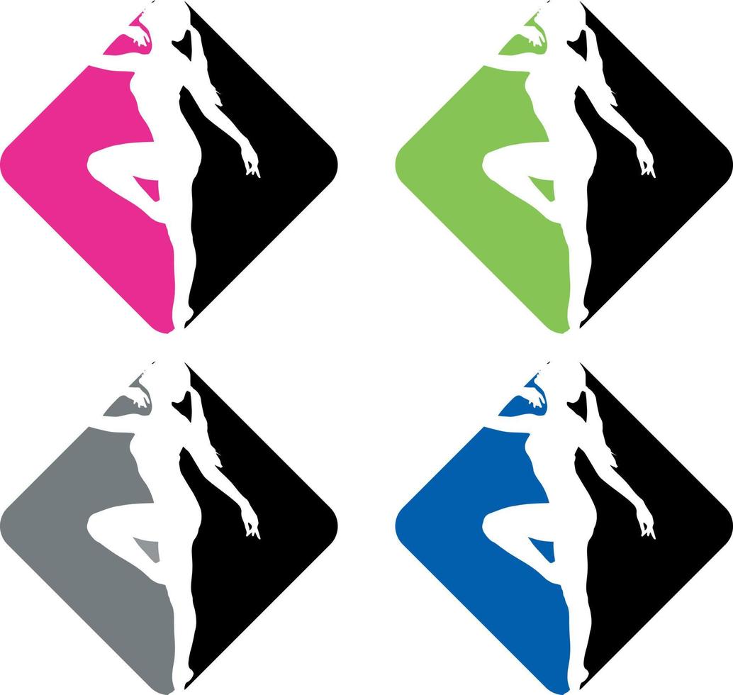 tvåfärgad logotyp design för dansa skolor vektor