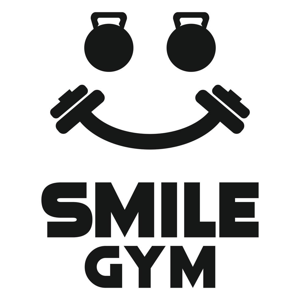 modern Vektor eben Design einfach minimalistisch Logo Vorlage von Lächeln glücklich Lachen Fitnessstudio Fitness Kopf Maskottchen Charakter Vektor Sammlung zum Marke, Emblem, Etikett, Abzeichen. isoliert auf Weiß Hintergrund.