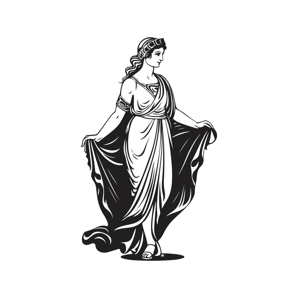 uralt griechisch Figur, Jahrgang Logo Konzept schwarz und Weiß Farbe, Hand gezeichnet Illustration vektor