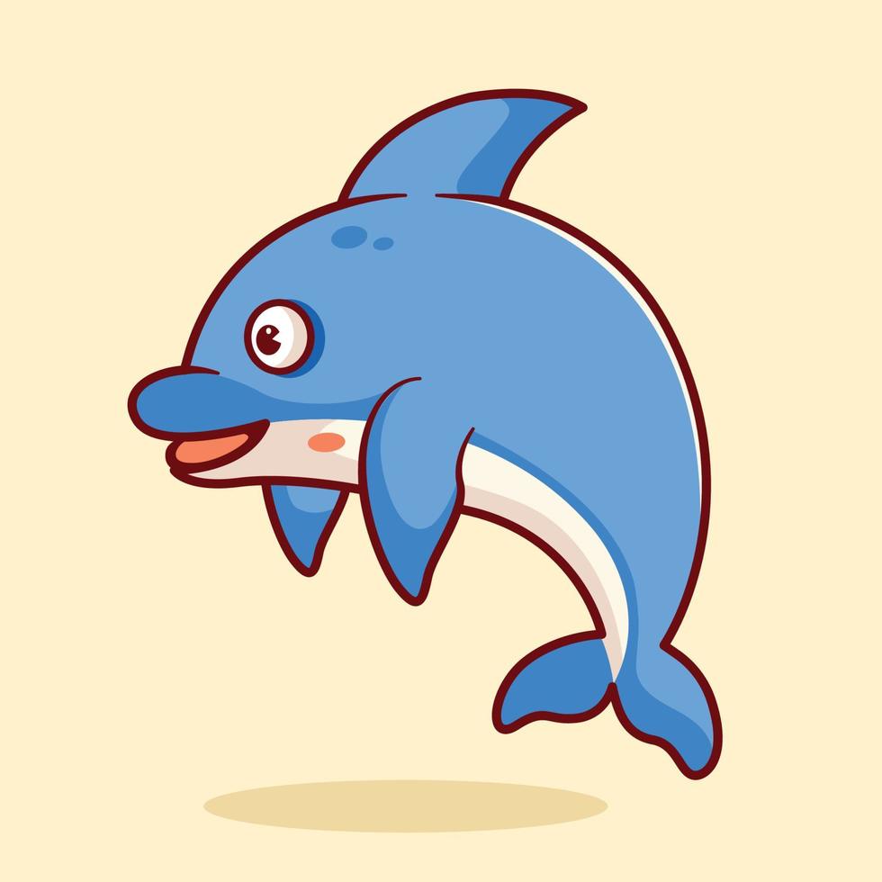 söt delfin tecknad serie vektor ikon illustration