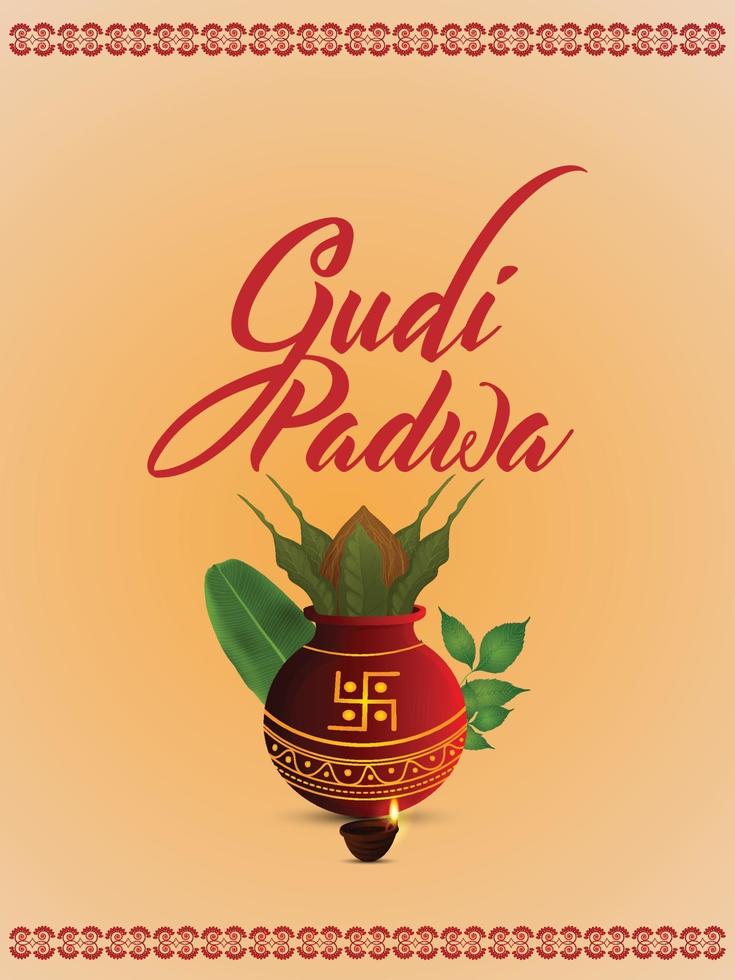 Gudi Padwa kreative realistische Grußkarte oder Poster vektor