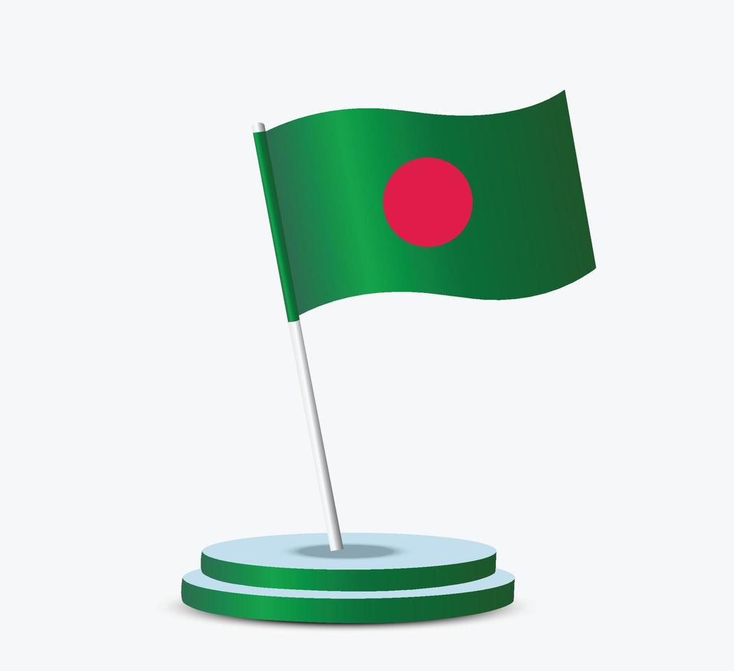 Flagge Bangladesch auf Fahnenstange isoliert auf Weiß Hintergrund vektor