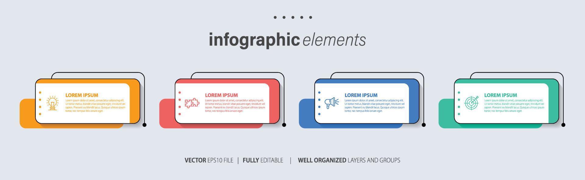 Präsentations-Business-Infografik-Vorlage mit 4 Optionen. Vektor-Illustration. vektor